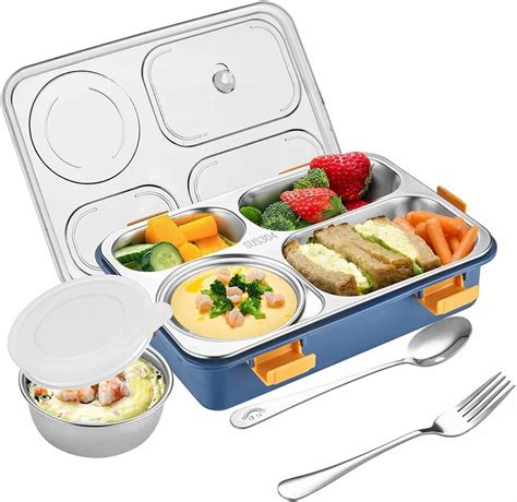 bento lunch box stainless steel with plastic lid|lunch box steel bento adult.